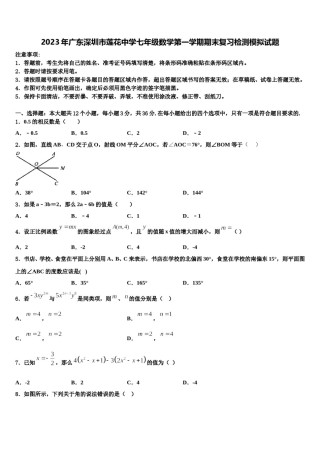 2023年广东深圳市莲花中学七年级数学第一学期期末复习检测模拟试题含解析.doc