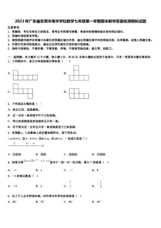 2023年广东省东莞市粤华学校数学七年级第一学期期末教学质量检测模拟试题含解析.doc