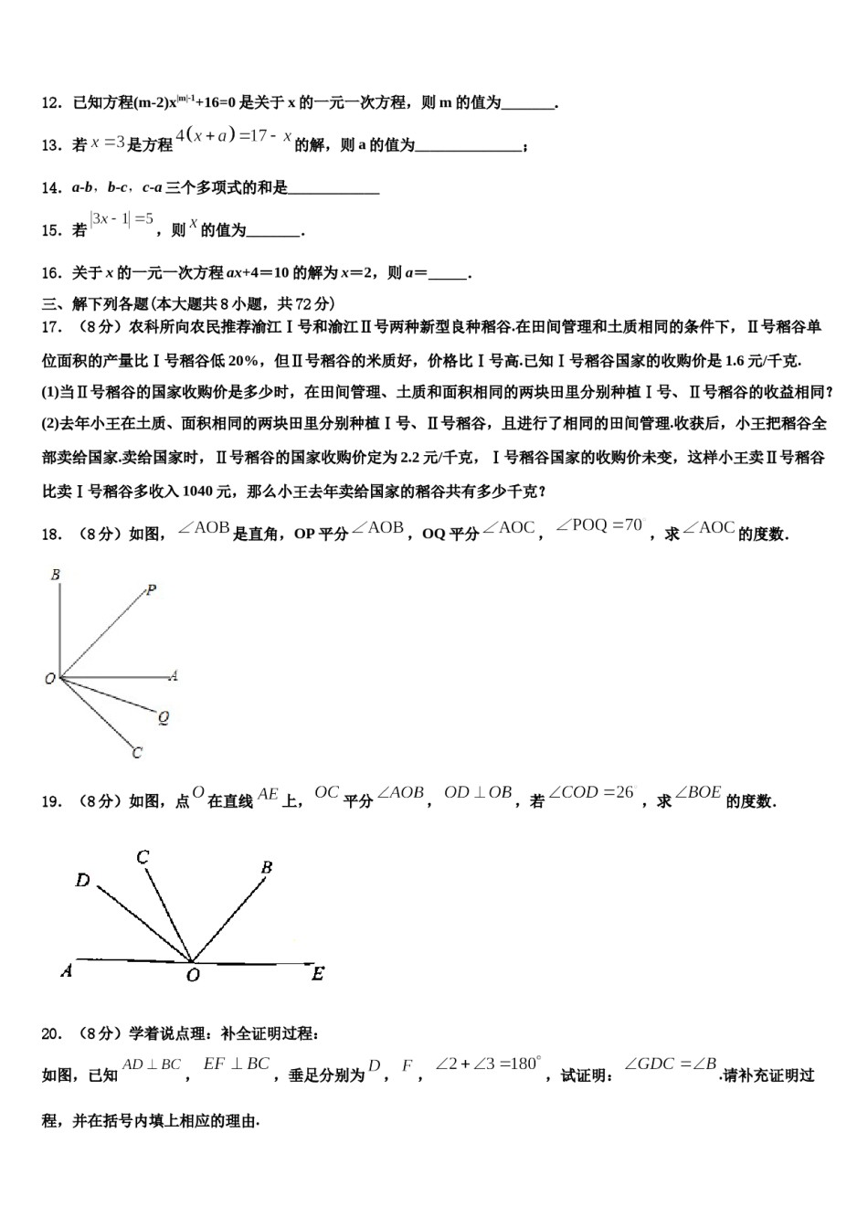 2023年广东省华南师范大第二附属中学数学七年级第一学期期末学业水平测试模拟试题含解析.doc_第3页