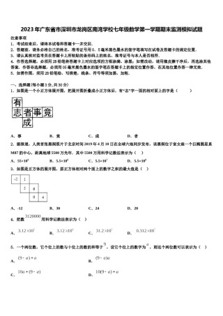 2023年广东省市深圳市龙岗区南湾学校七年级数学第一学期期末监测模拟试题含解析.doc