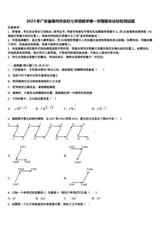 2023年广东省惠州市名校七年级数学第一学期期末达标检测试题含解析.doc