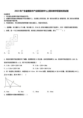 2023年广东省揭阳市产业园区数学七上期末教学质量检测试题含解析.doc