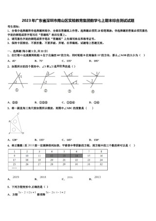 2023年广东省深圳市南山区实验教育集团数学七上期末综合测试试题含解析.doc