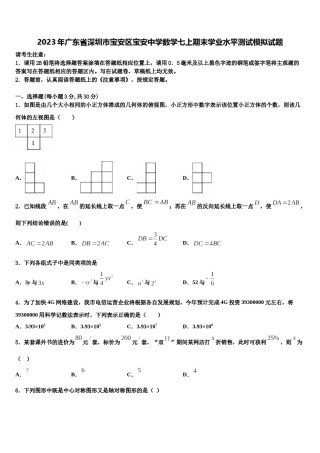 2023年广东省深圳市宝安区宝安中学数学七上期末学业水平测试模拟试题含解析.doc