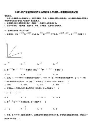 2023年广东省深圳市西乡中学数学七年级第一学期期末经典试题含解析.doc