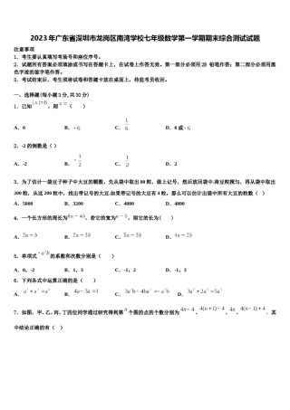 2023年广东省深圳市龙岗区南湾学校七年级数学第一学期期末综合测试试题含解析.doc