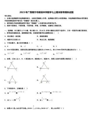 2023年广西南宁市新民中学数学七上期末联考模拟试题含解析.doc