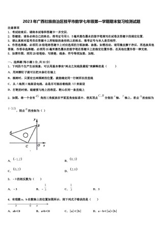 2023年广西壮族自治区桂平市数学七年级第一学期期末复习检测试题含解析.doc