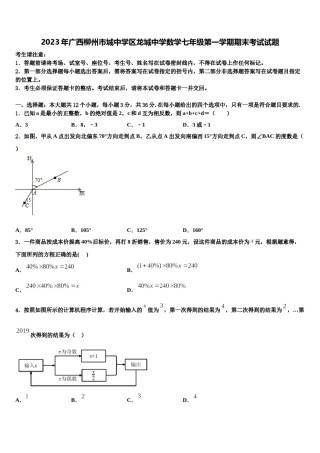 2023年广西柳州市城中学区龙城中学数学七年级第一学期期末考试试题含解析.doc