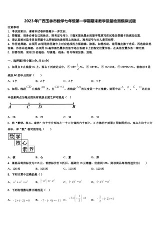 2023年广西玉林市数学七年级第一学期期末教学质量检测模拟试题含解析.doc