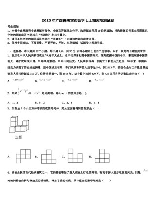 2023年广西省来宾市数学七上期末预测试题含解析.doc