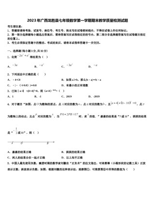 2023年广西龙胜县七年级数学第一学期期末教学质量检测试题含解析.doc