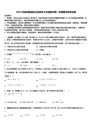 2023年德州陵城区五校联考七年级数学第一学期期末联考试题含解析.doc
