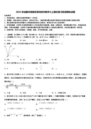 2023年成都市高新区草池初中数学七上期末复习检测模拟试题含解析.doc