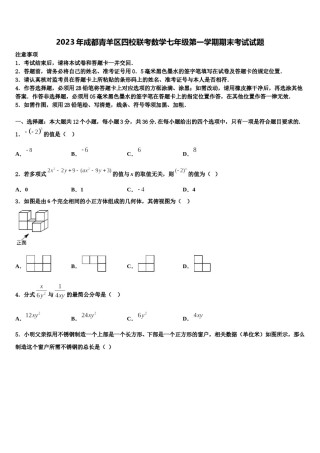 2023年成都青羊区四校联考数学七年级第一学期期末考试试题含解析.doc
