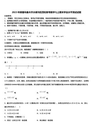 2023年新疆乌鲁木齐水磨沟区四校联考数学七上期末学业水平测试试题含解析.doc