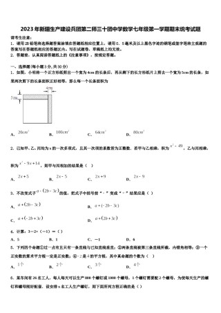 2023年新疆生产建设兵团第二师三十团中学数学七年级第一学期期末统考试题含解析.doc