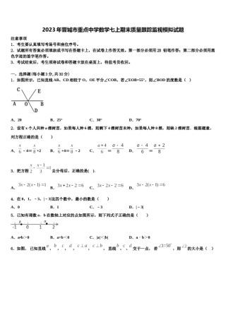 2023年晋城市重点中学数学七上期末质量跟踪监视模拟试题含解析.doc