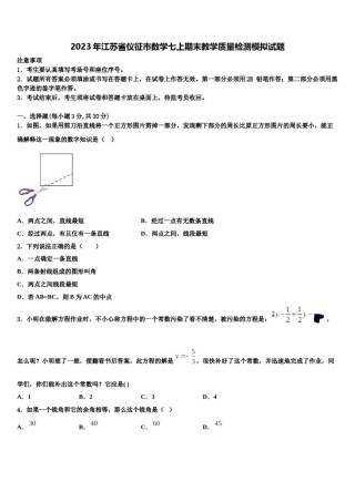 2023年江苏省仪征市数学七上期末教学质量检测模拟试题含解析.doc