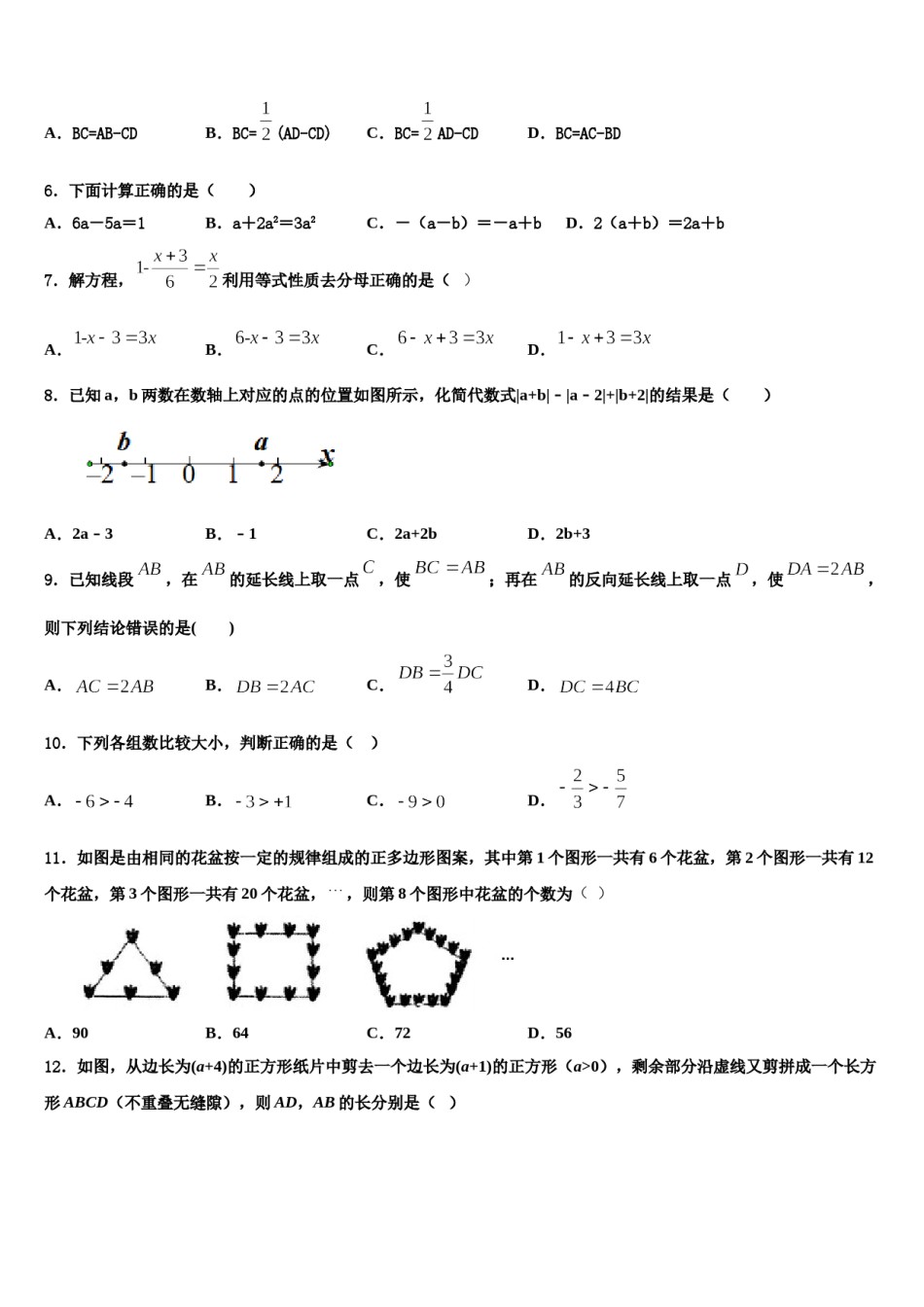2023年江苏省南京市致远中学七年级数学第一学期期末质量跟踪监视试题含解析.doc_第2页