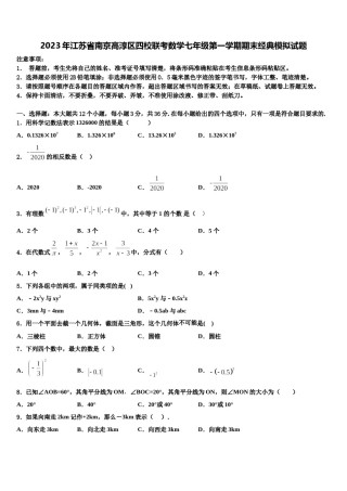 2023年江苏省南京高淳区四校联考数学七年级第一学期期末经典模拟试题含解析.doc