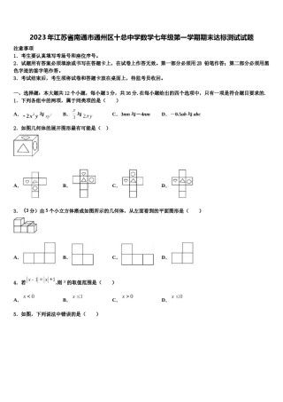 2023年江苏省南通市通州区十总中学数学七年级第一学期期末达标测试试题含解析.doc