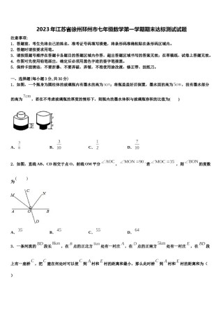 2023年江苏省徐州邳州市七年级数学第一学期期末达标测试试题含解析.doc