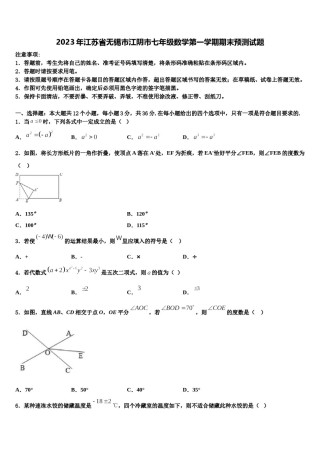 2023年江苏省无锡市江阴市七年级数学第一学期期末预测试题含解析.doc