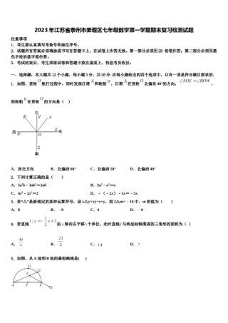 2023年江苏省泰州市姜堰区七年级数学第一学期期末复习检测试题含解析.doc