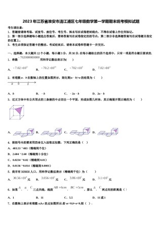 2023年江苏省淮安市清江浦区七年级数学第一学期期末统考模拟试题含解析.doc