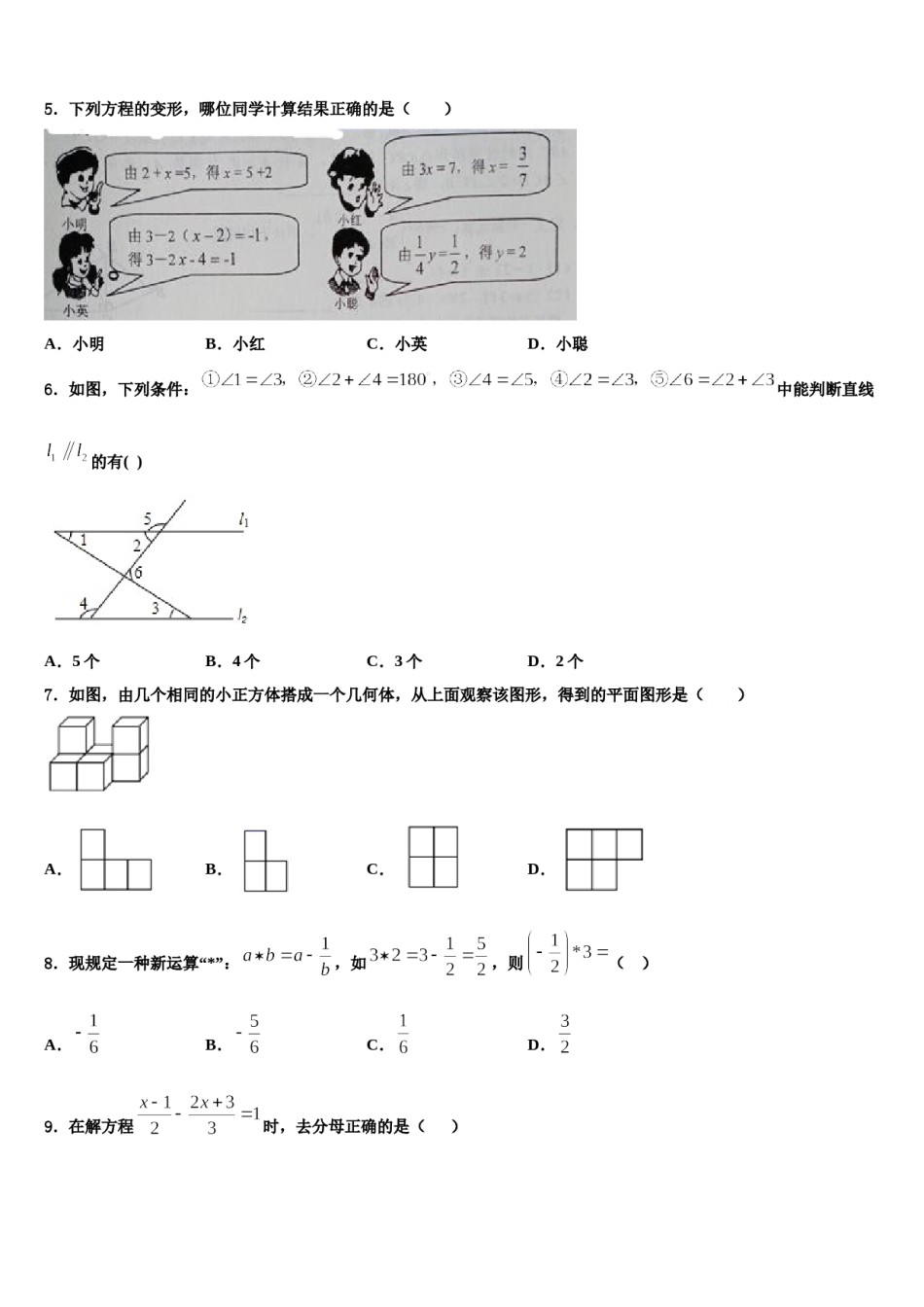 2023年江苏省溧水高级中学七年级数学第一学期期末调研试题含解析.doc_第2页
