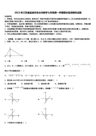 2023年江苏省盐城市东台市数学七年级第一学期期末监测模拟试题含解析.doc