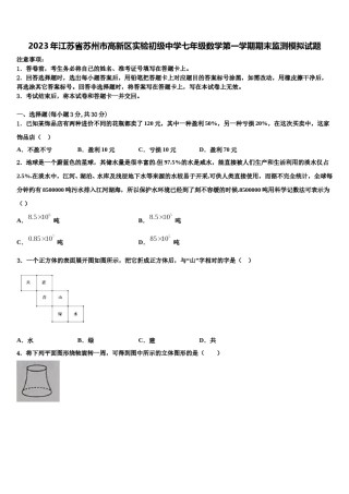 2023年江苏省苏州市高新区实验初级中学七年级数学第一学期期末监测模拟试题含解析.doc