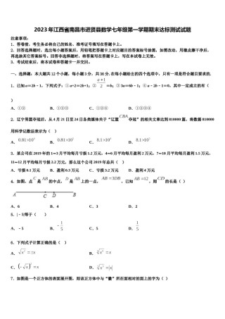 2023年江西省南昌市进贤县数学七年级第一学期期末达标测试试题含解析.doc