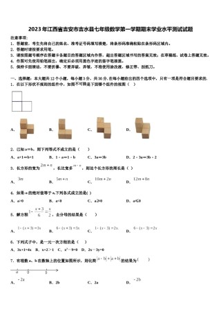 2023年江西省吉安市吉水县七年级数学第一学期期末学业水平测试试题含解析.doc
