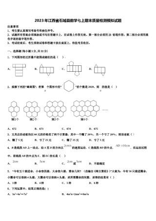 2023年江西省石城县数学七上期末质量检测模拟试题含解析.doc