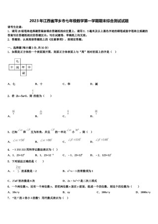 2023年江西省萍乡市七年级数学第一学期期末综合测试试题含解析.doc