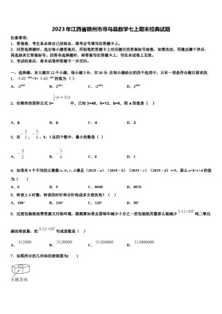 2023年江西省赣州市寻乌县数学七上期末经典试题含解析.doc