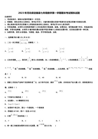 2023年河北保定雄县七年级数学第一学期期末考试模拟试题含解析.doc