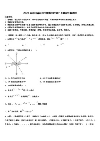 2023年河北省沧州市黄骅市数学七上期末经典试题含解析.doc