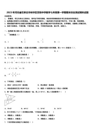 2023年河北省石家庄市裕华区实验中学数学七年级第一学期期末综合测试模拟试题含解析.doc