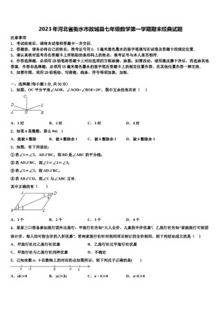 2023年河北省衡水市故城县七年级数学第一学期期末经典试题含解析.doc