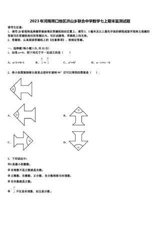 2023年河南周口地区洪山乡联合中学数学七上期末监测试题含解析.doc
