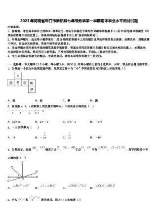 2023年河南省周口市淮阳县七年级数学第一学期期末学业水平测试试题含解析.doc