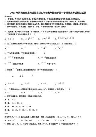 2023年河南省商丘市虞城县求实学校七年级数学第一学期期末考试模拟试题含解析.doc