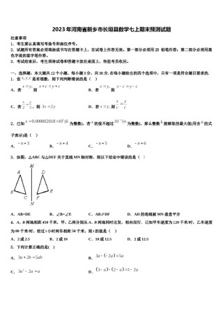 2023年河南省新乡市长垣县数学七上期末预测试题含解析.doc