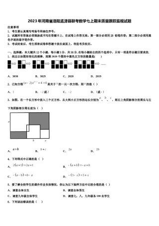 2023年河南省洛阳孟津县联考数学七上期末质量跟踪监视试题含解析.doc