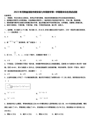 2023年河南省洛阳市新安县七年级数学第一学期期末综合测试试题含解析.doc