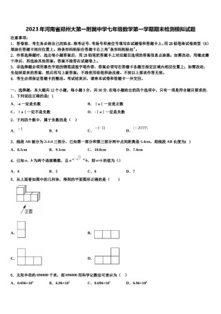 2023年河南省郑州大第一附属中学七年级数学第一学期期末检测模拟试题含解析.doc