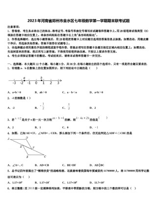 2023年河南省郑州市金水区七年级数学第一学期期末联考试题含解析.doc